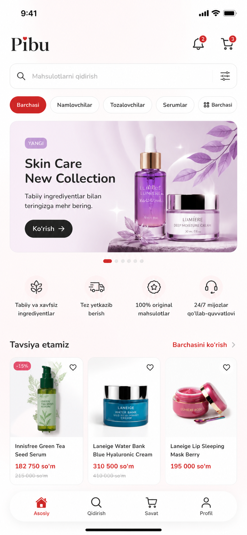 Pibu ilovasi · bosh sahifa